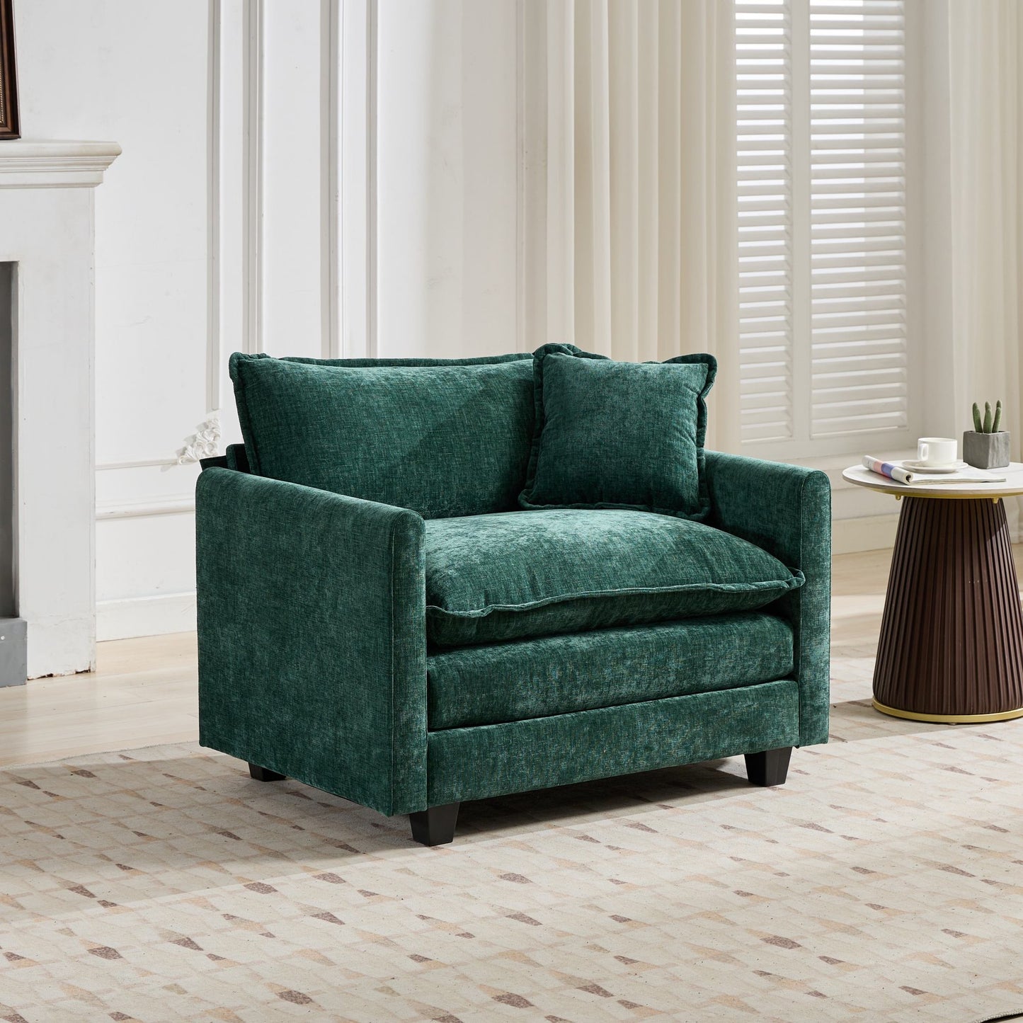 Cloud Sofa One Seat Armrests Are Not Included, Modern Sectional Couch, For Living Room Bedroom And Apartment, Comfy Double Layer Upholstered Seat Cushion, Breathable Chenille Fabric, Green