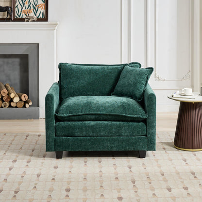 Cloud Sofa One Seat Armrests Are Not Included, Modern Sectional Couch, For Living Room Bedroom And Apartment, Comfy Double Layer Upholstered Seat Cushion, Breathable Chenille Fabric, Green