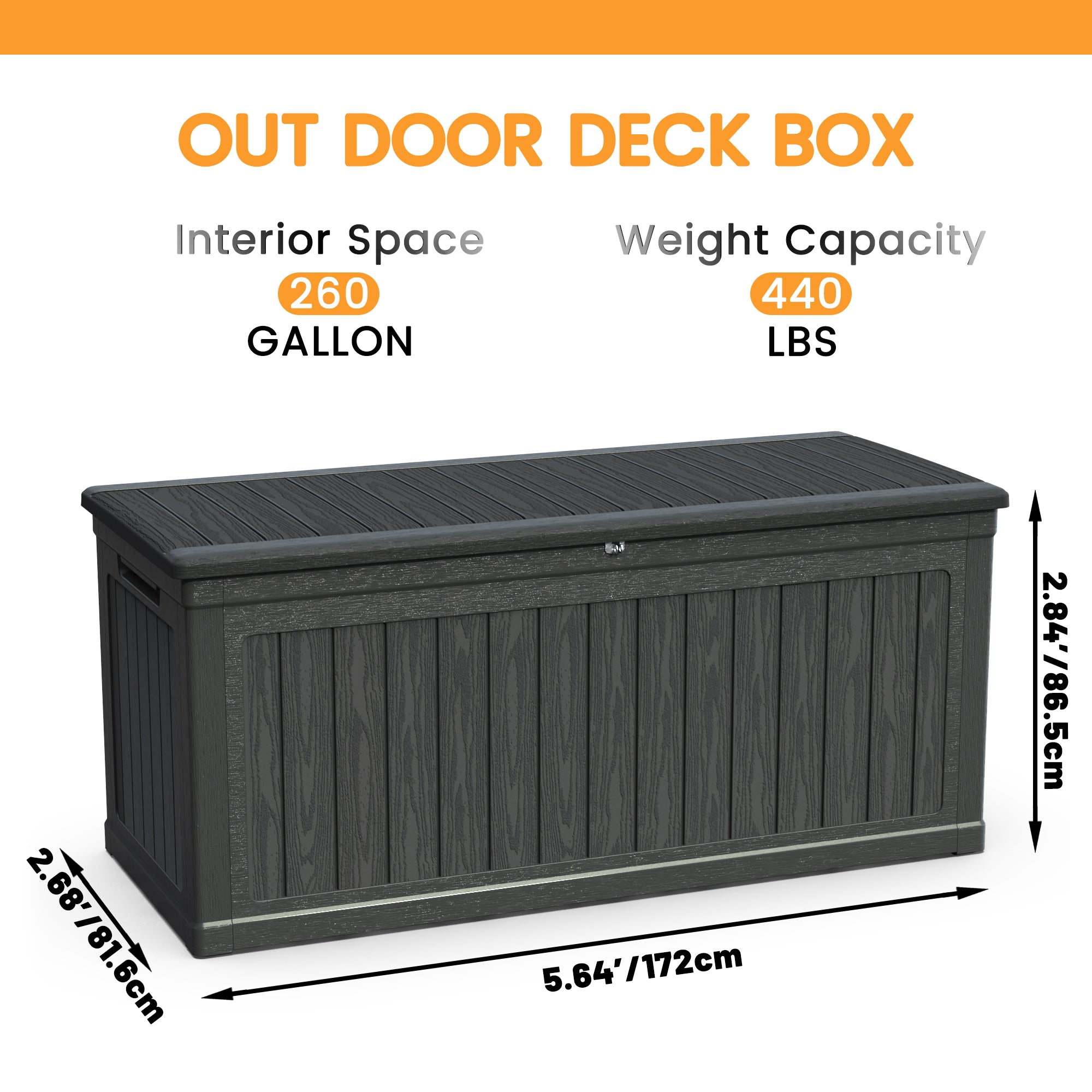 Waterproof Resin Outdoor Storage XXL Deck Box Patio
