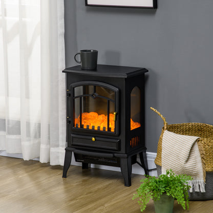 Electric Fireplace Heater Freestanding Fireplace Stove with 3-Side Realistic Flame Overheat Protection 750W/1500W