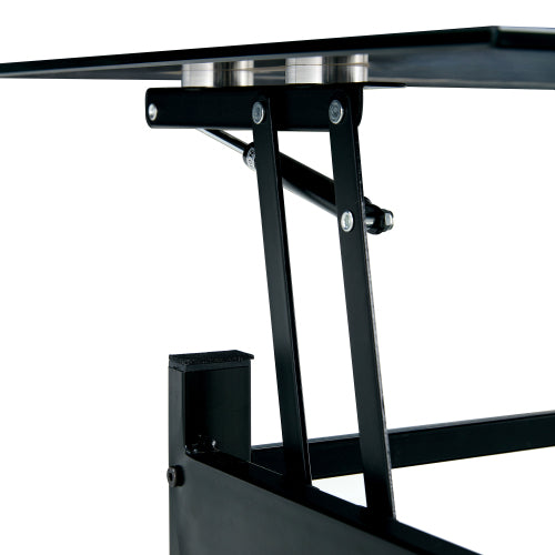 Black Glass Lift Top Table Two-Layer Storage