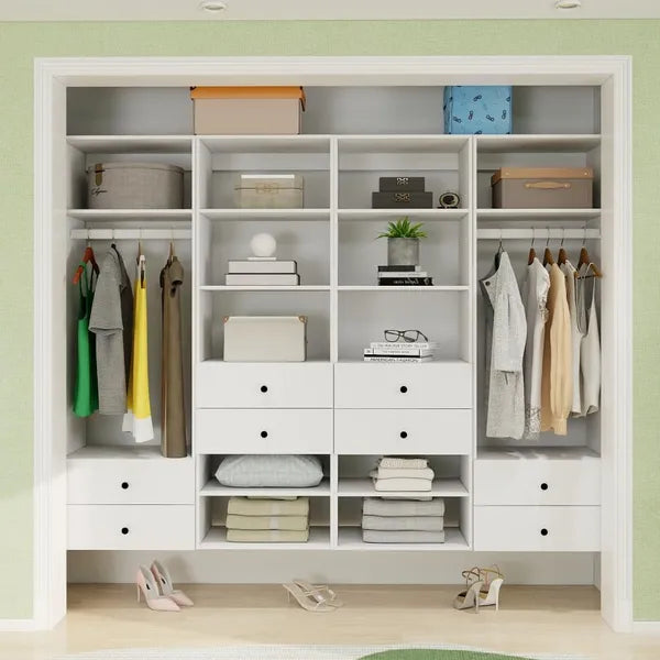 White Wall Mounted Closet Organizer With Shelves