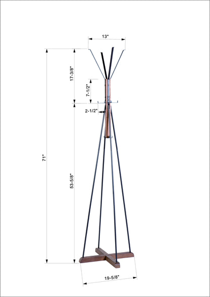 Reclaimed Wood   Metal Coat Rack With Hooks For Bedroom, Living Room