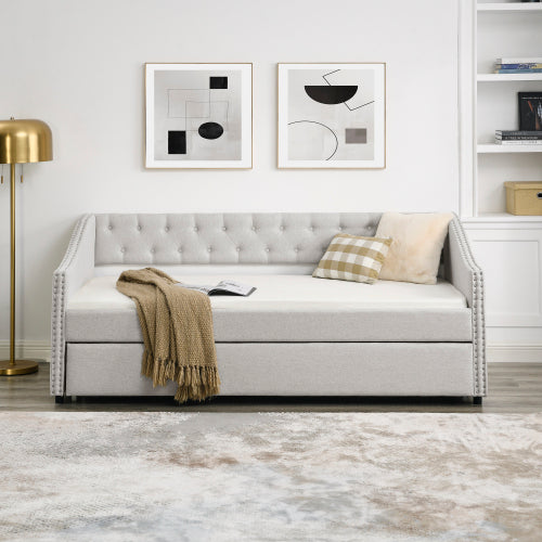 Beige Tufted Sofa Bed