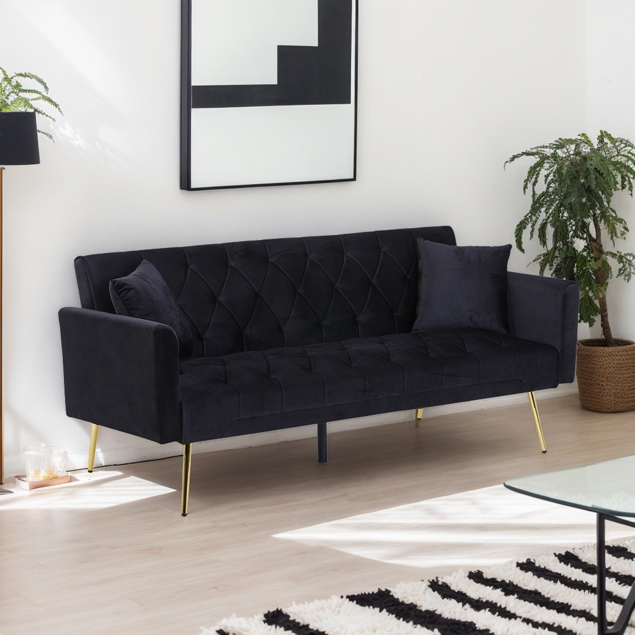 Blue Velvet Sofa Bed
