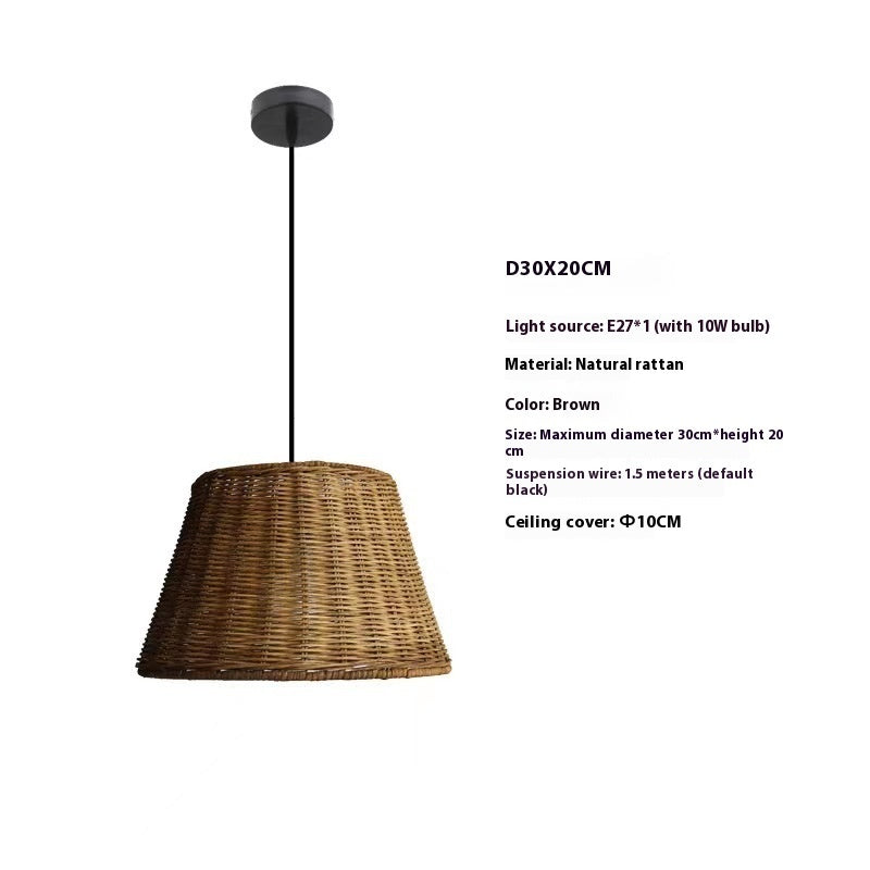 Bamboo Woven Rattan Vintage Wabi Sabi Style Pendant Light