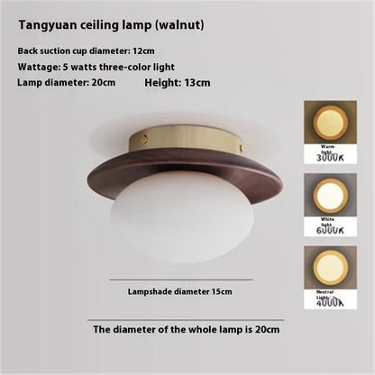 Cream Style Japanese Style Log Bedside Balcony Spherical Living Room TV Wall Wall Lamp