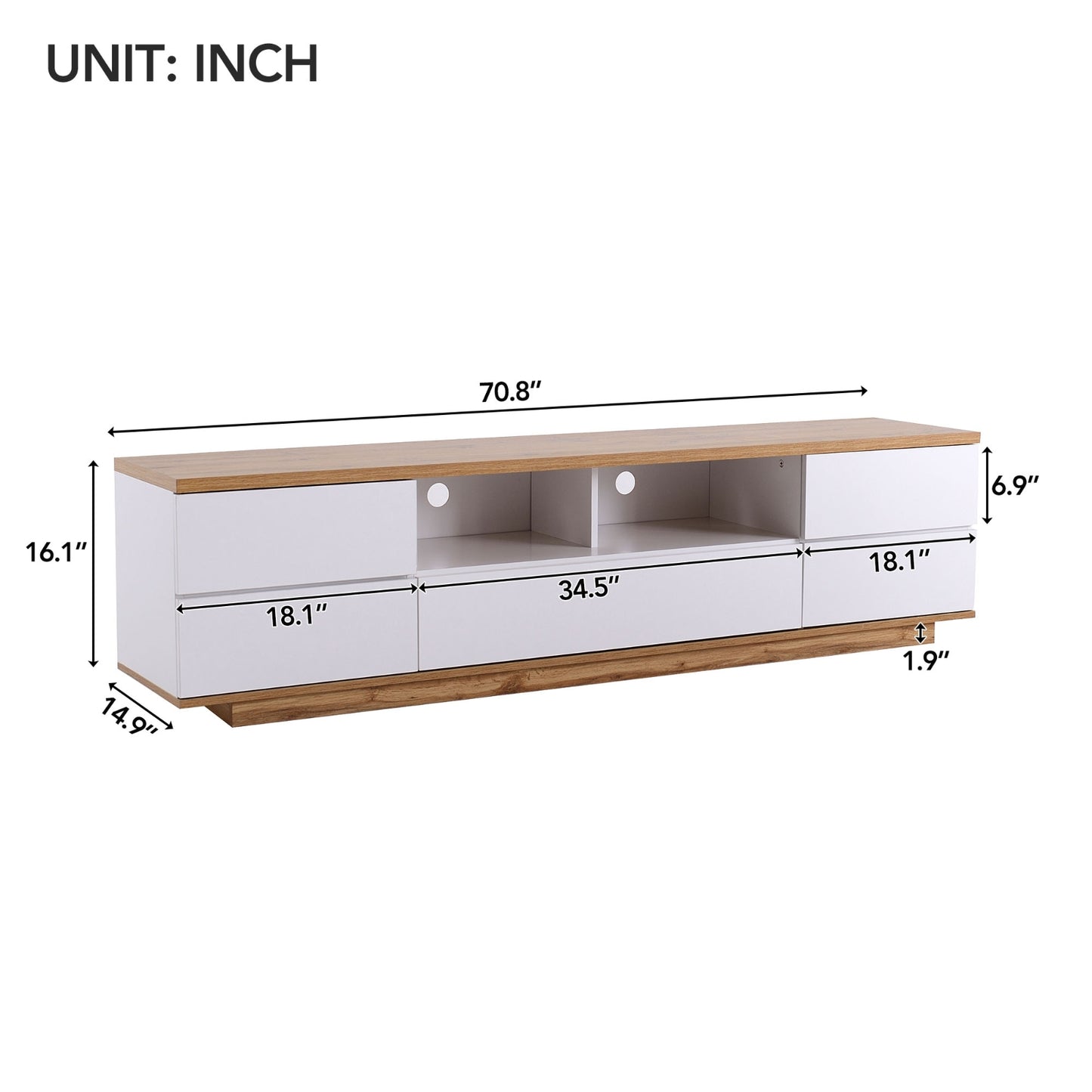 Modern TV Stand For Up To 80'' TVs, Media Console With Multi-Functional Storage