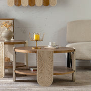 Wooden Coffee Table Retro End Table Storage Living Room
