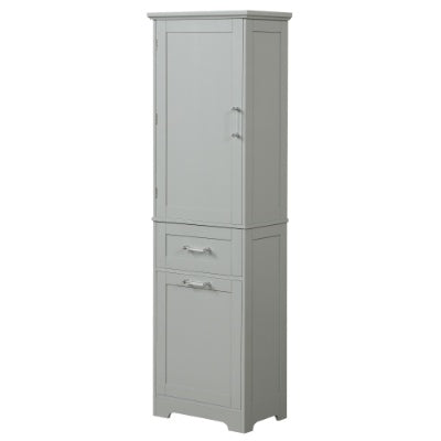 Tall Bathroom Storage Cabinet, Freestanding Storage Cabinet With Two Different Size Drawers And Adjustable Shelf, MDF Board With Painted Finish, Grey