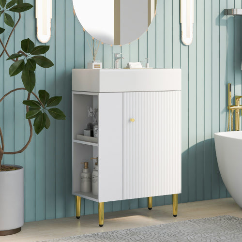 White Bathroom Vanity 21.6 Inch Stylish Storage