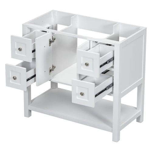 36'' Bathroom Vanity Without Sink,Free Standing Vanity Set With 4 Drawers& Soft Closing Doors,Solid Wood Frame Bathroom Storage Cabinet Only