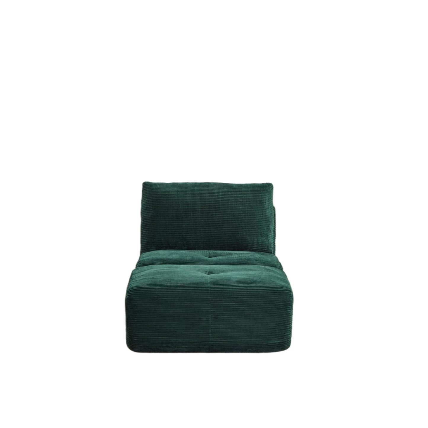 Modern Memory Foam Compressed Sofa,Single Chaise Longue For Living Room,Pet-Friendly Cloud Modular Sectional Sofa,Corduroy Fabric,Movable Ottoman,No Assembly Required,Green