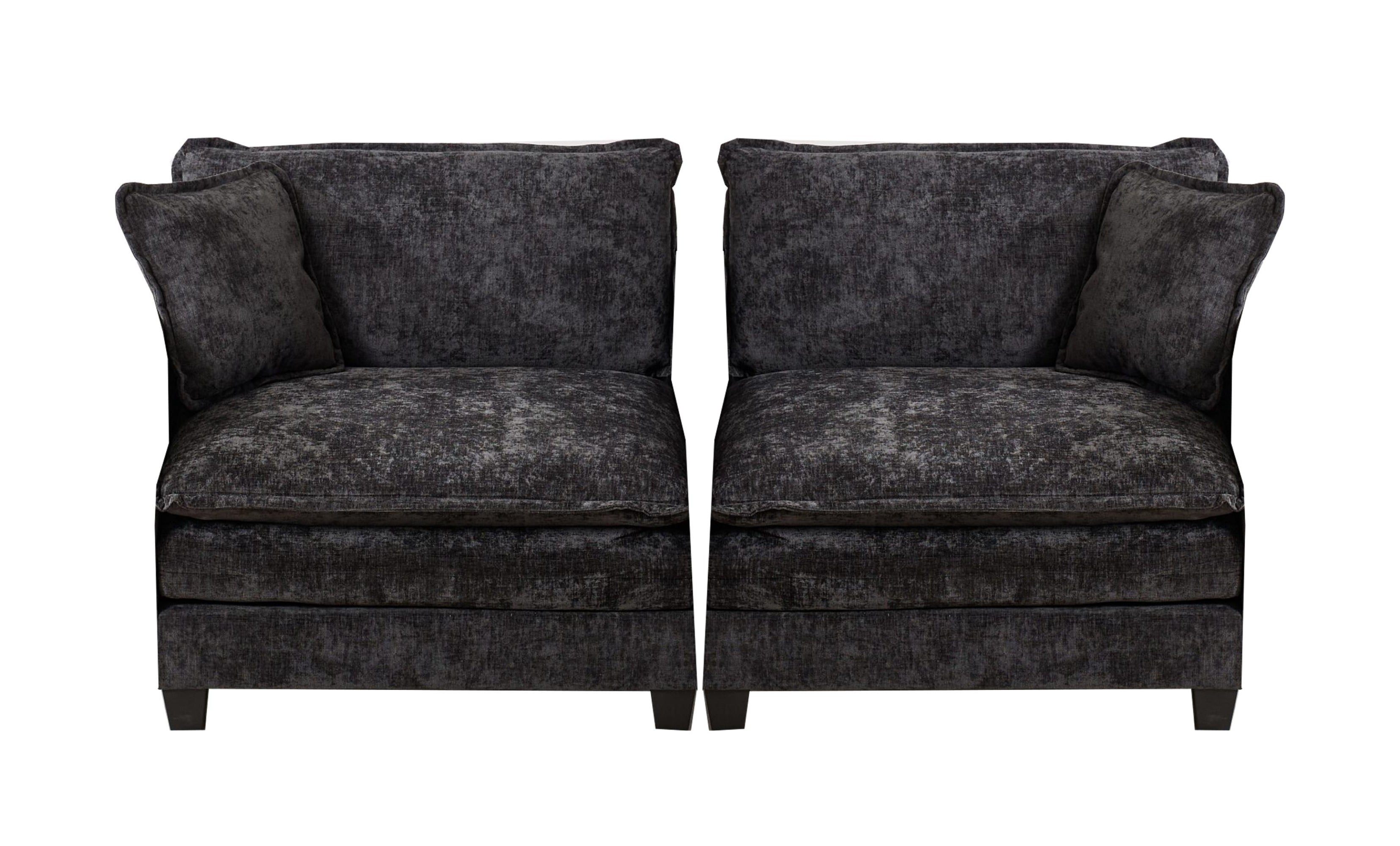 Black Chenille Double Sofa