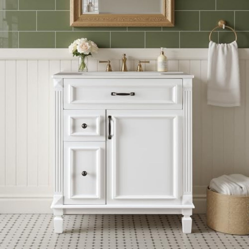 Wood Bathroom Dressing Table Sink Storage Cabinet