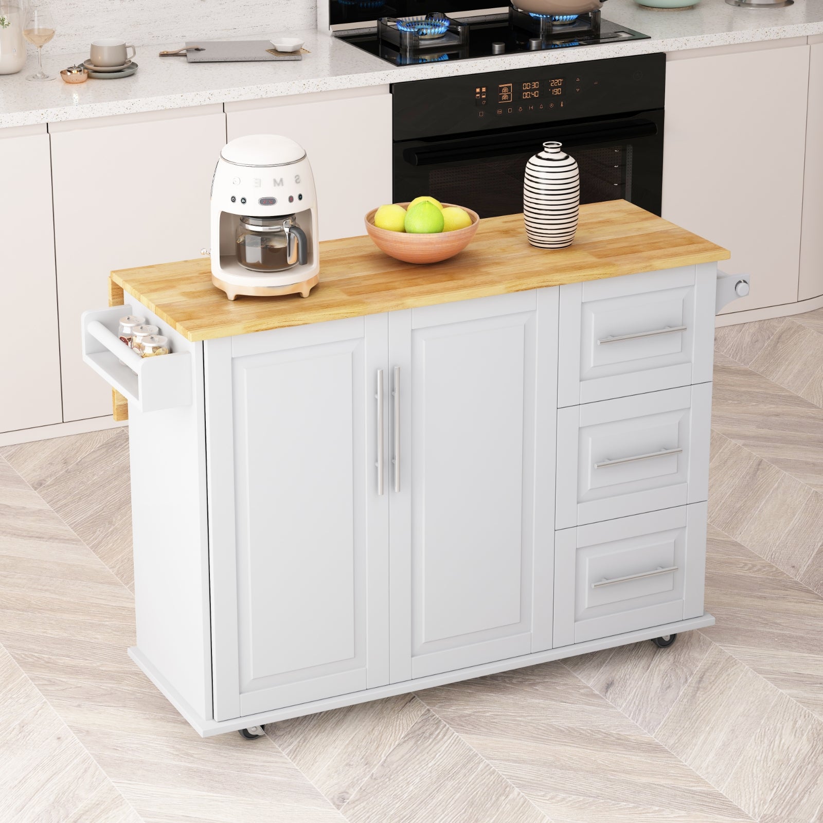 Black Rolling Kitchen Island