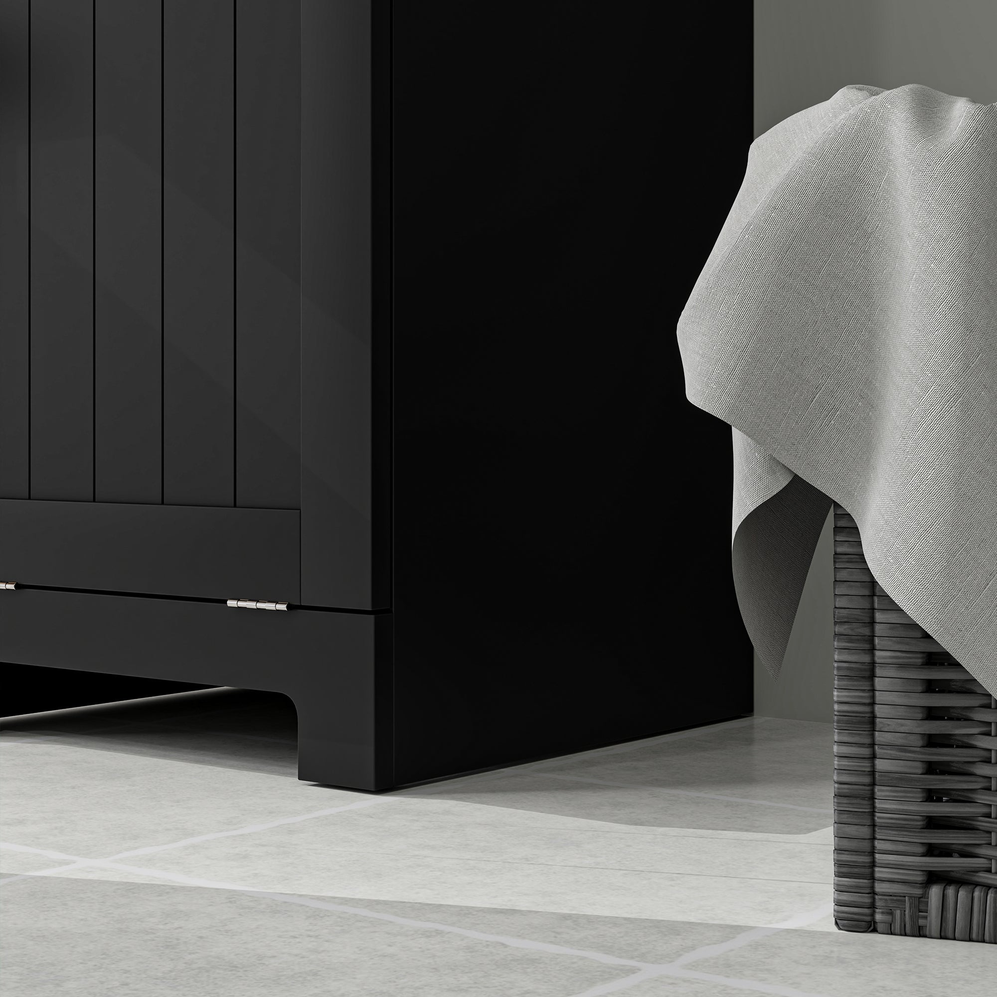 White Laundry Hamper Cabinet