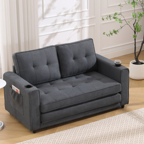 Gray Upholstered Futon Sofa