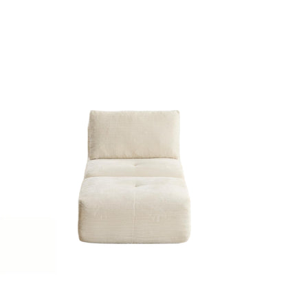 Modern Memory Foam Compressed Sofa,Single Chaise Longue For Living Room,Pet-Friendly Cloud Modular Sectional Sofa,Corduroy Fabric,Movable Ottoman,No Assembly Required,Beige