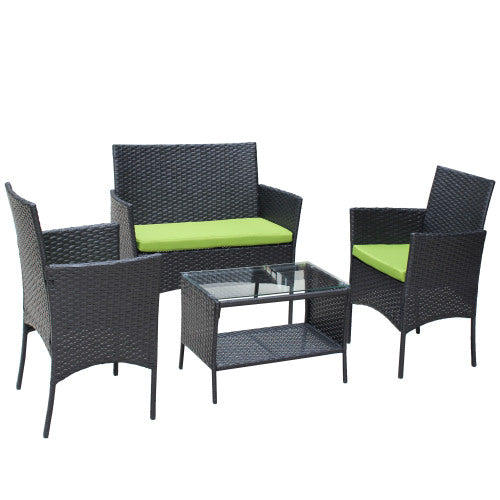Green Rattan Patio Set