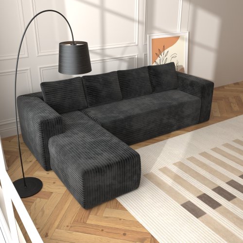 Black Corduroy Modular Sofa