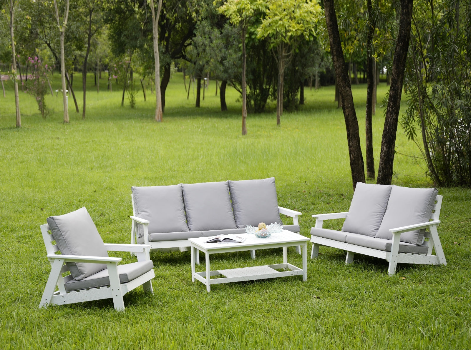 White Wood Grain Sofa