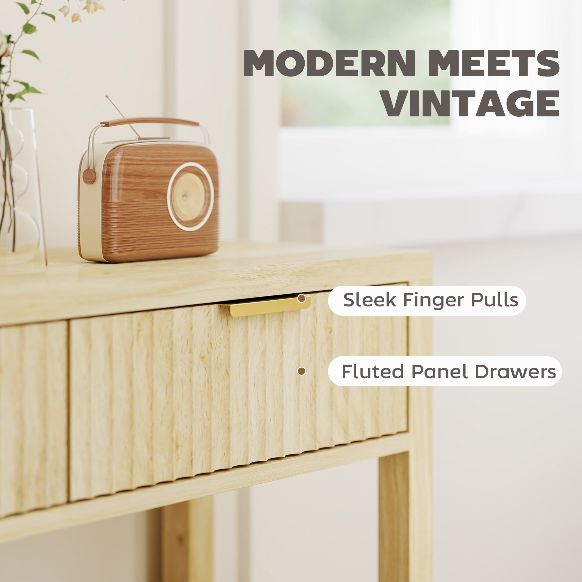 Natural Wood Console Table