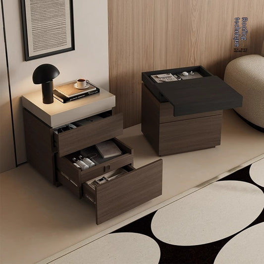 Simple Bedside Table Bedroom Multifunctional Hidden Compartment Storage Cabinet
