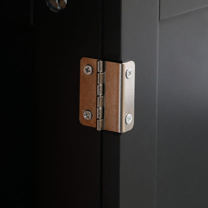 Under Sink Bathroom Cabinet, Pedestal Sink Storage Cabinet with 2 Doors, Shelf and U-Shape, Black