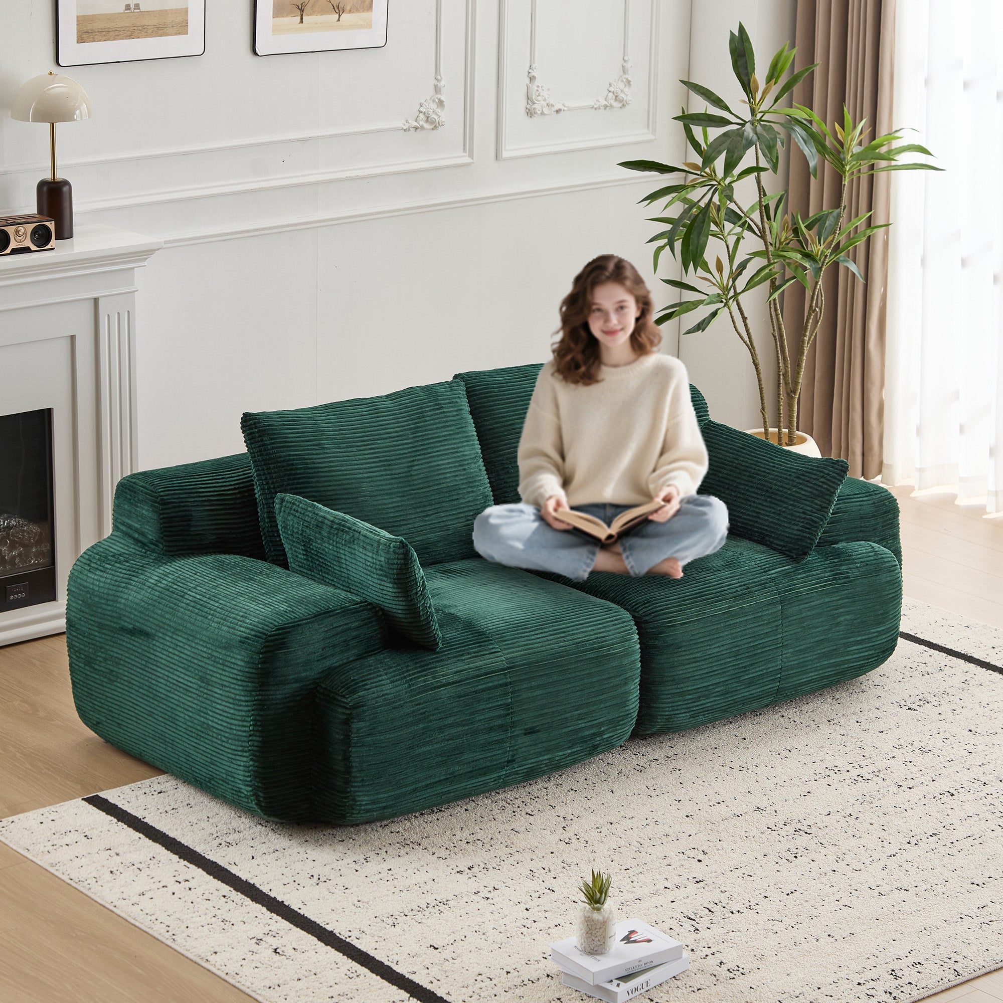 Green Corduroy Loveseat Sofa