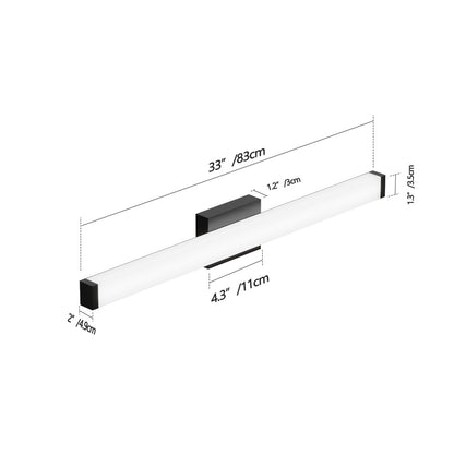 Bathroom Vanity Light Black - 33 Inch Modern Vanity Lights For Bathroom - 18W LED Bath Lights Over Mirror Cool White Light 6000K