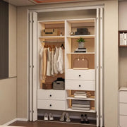 White Modular Closet System With Integrated Drawers