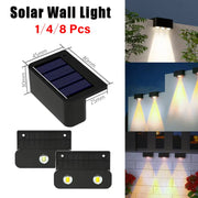 Black rectangular solar wall light with integrated led bulbs and mounting brackets ip65 waterproof for outdoor use