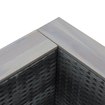 7-Piece Patio Furniture Sets PE Rattan Sectional Sofa Set Outdoor Conversation Set w/Acacia Top Coffee Table & Cushion for Garden, Backyard, Grey