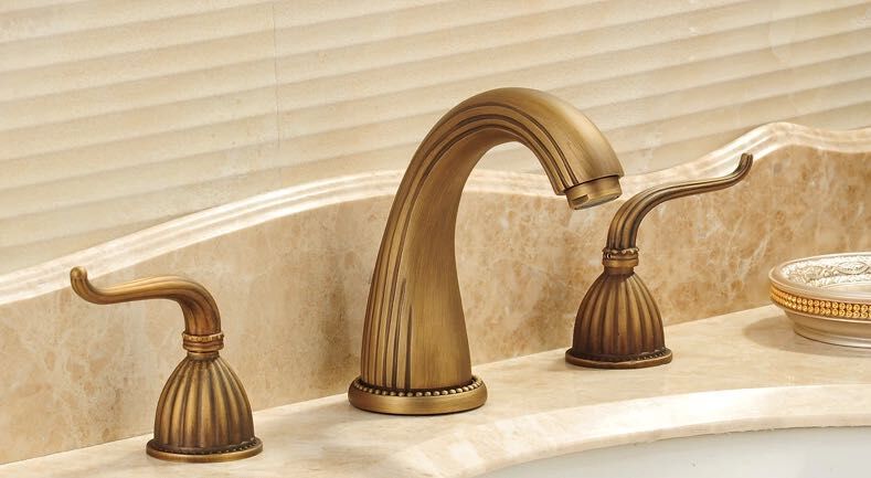 Antique Brass Washbasin Faucet Easy Install