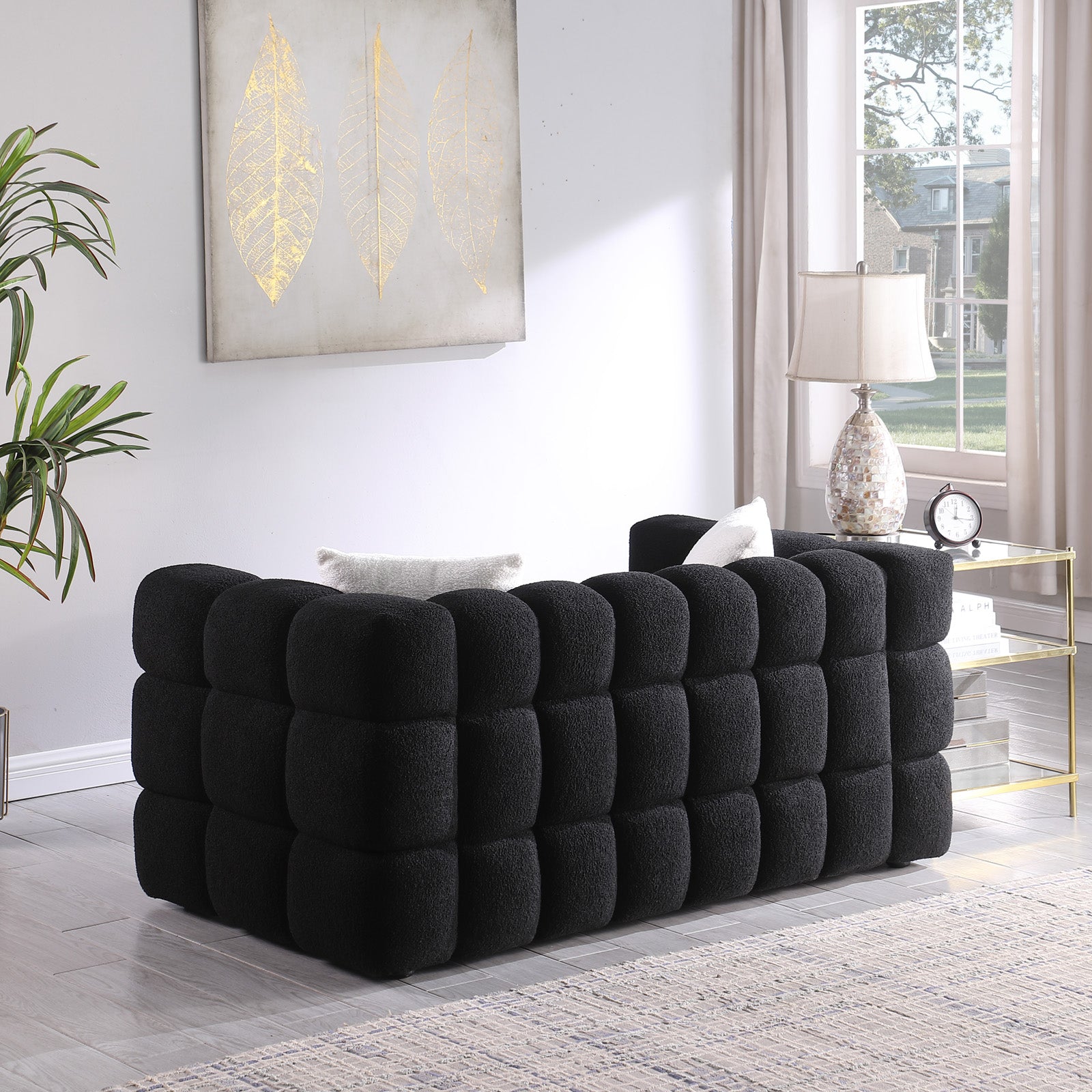 Black Boucle 2-Seater Sofa
