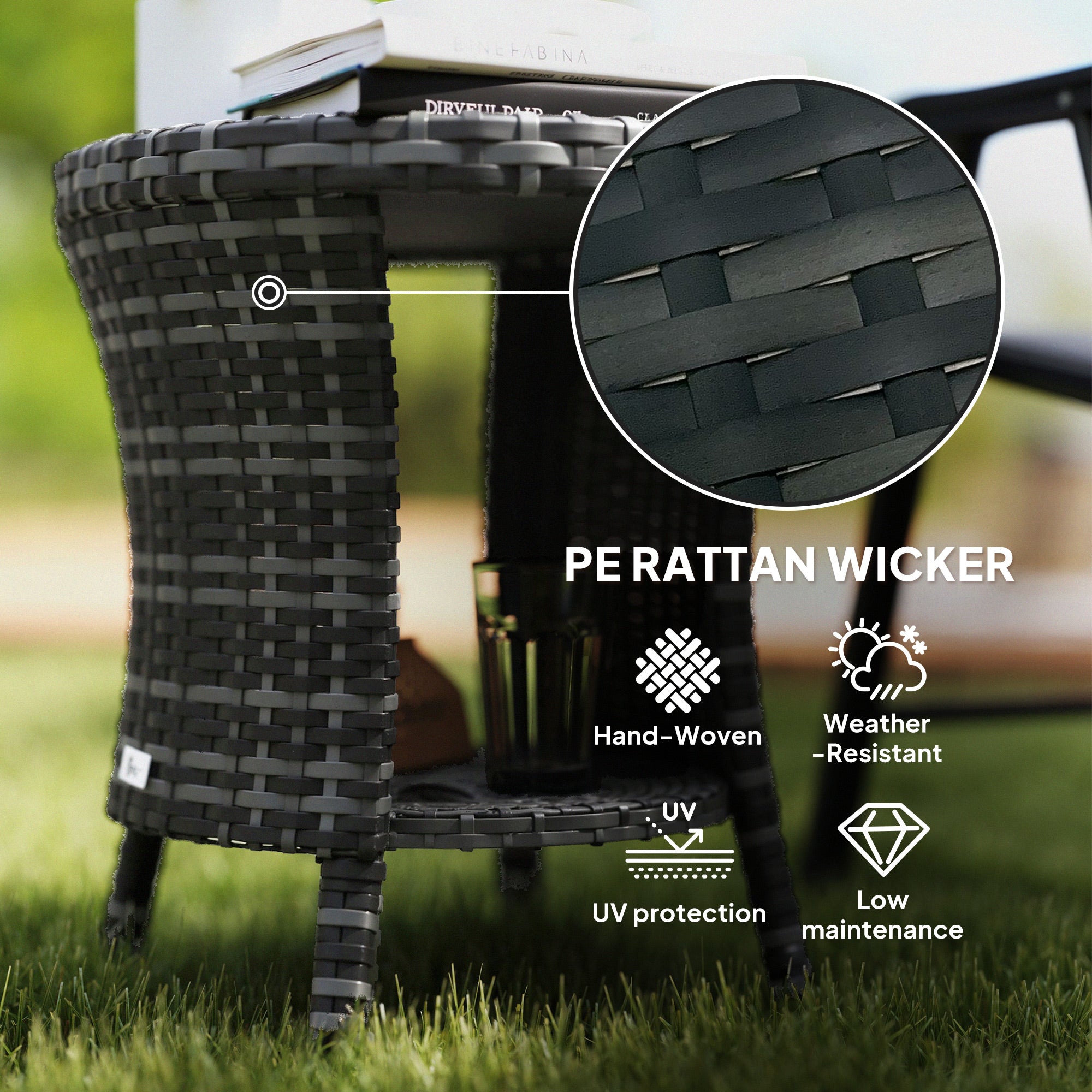 Gray Rattan Outdoor Table