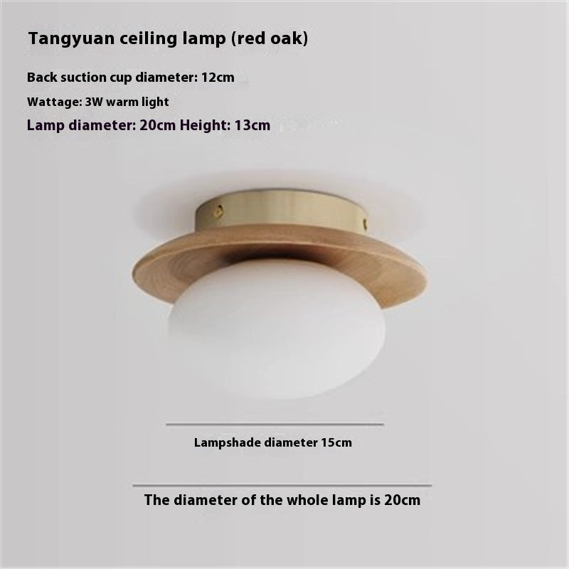 Cream Style Japanese Style Log Bedside Balcony Spherical Living Room TV Wall Wall Lamp