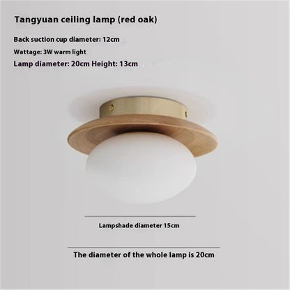 Cream Style Japanese Style Log Bedside Balcony Spherical Living Room TV Wall Wall Lamp