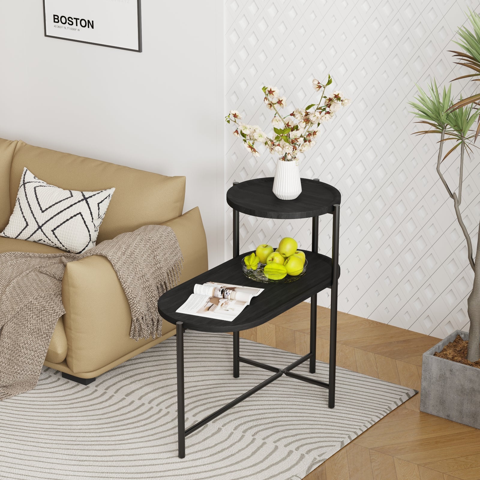Metal Oval End Table