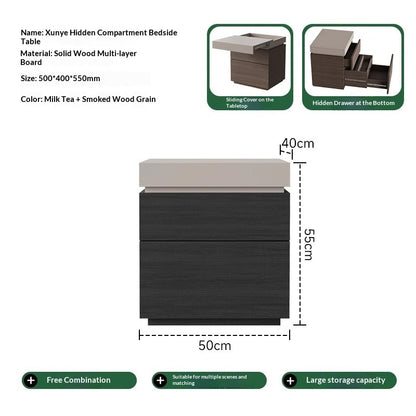Simple Bedside Table Bedroom Multifunctional Hidden Compartment Storage Cabinet