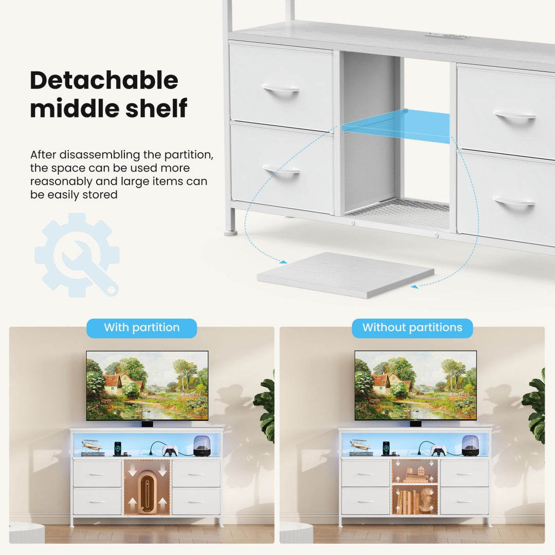 Black LED Drawer TV Stand