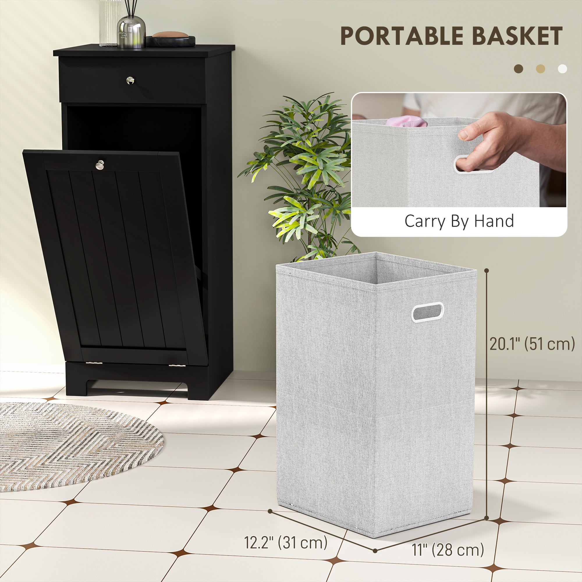 White Laundry Hamper Cabinet