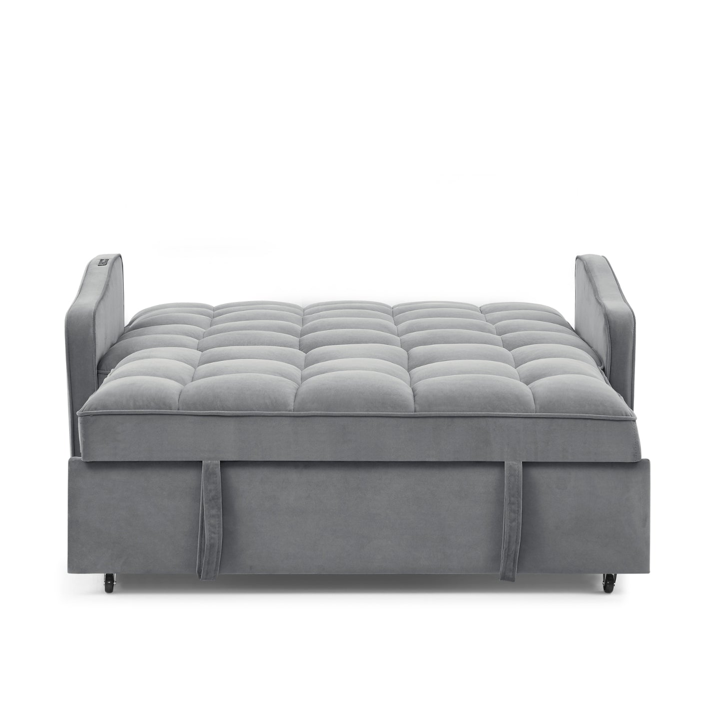 Loveseat Sofa Bed Pull-out, Adjustable Back, Arm Pockets, TypeC & USB Charging