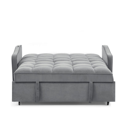 Loveseat Sofa Bed Pull-out, Adjustable Back, Arm Pockets, TypeC & USB Charging