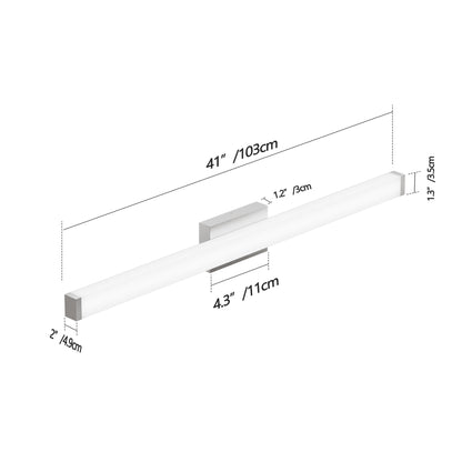 Bathroom Vanity Light Brushed Nickel Square LED 41 Inch 24W 6000K Cool White Light Wall Bar Lighting Fixtures Over Mirror -Brushed Nickel, 41in