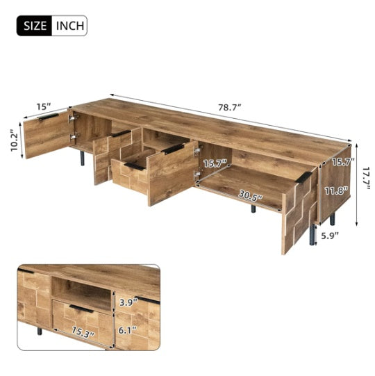 Wood TV Stand Stylish Storage Living Room