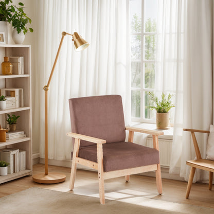 Velvet Accent Chair Relaxing Armchair With Solid Wood Frame For Living Room