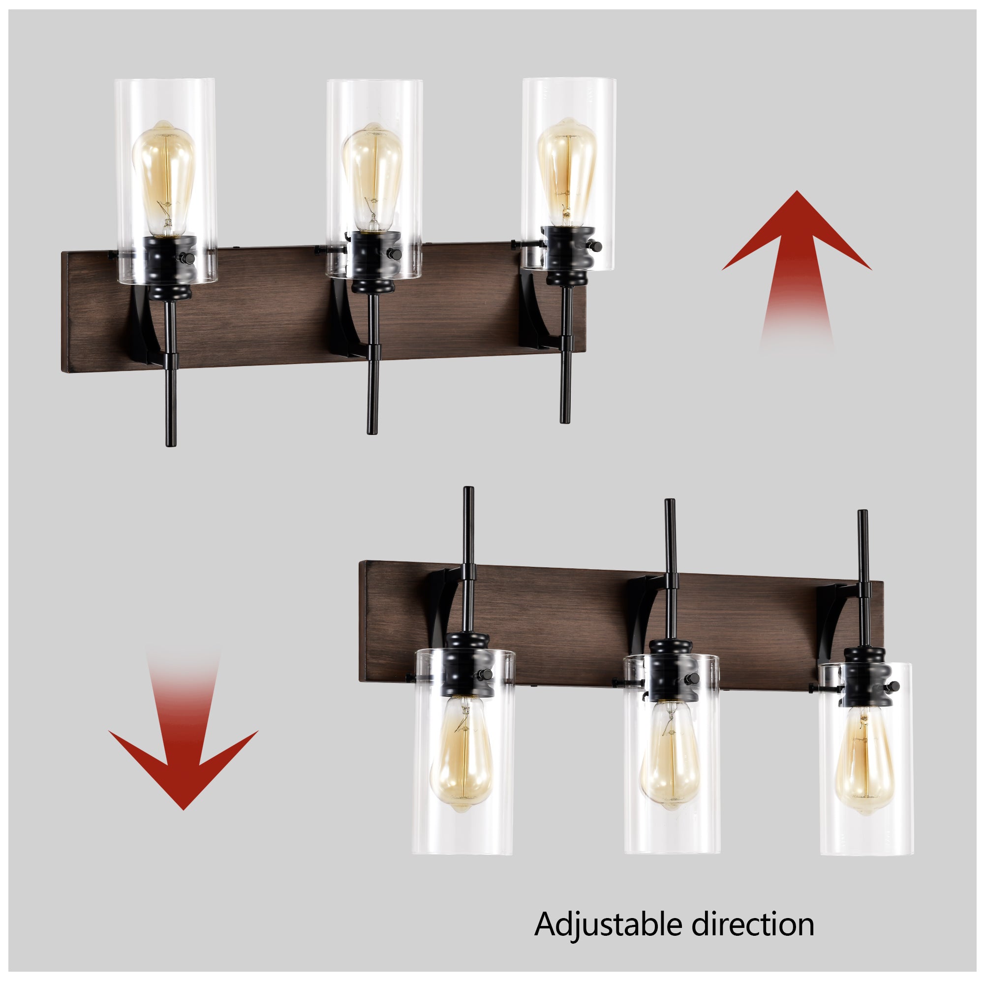 Black Glass 3-Light Vanity Fixture