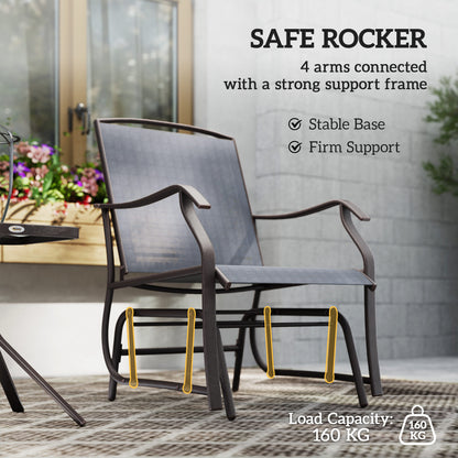 3 Piece Outdoor Glider Chair with Coffee Table Bistro Set